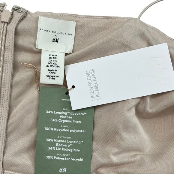 Brock Collection x H&M Organic Linen Pleated Peplum Corset Blouse Cream XXL NWT - Picture 7 of 11